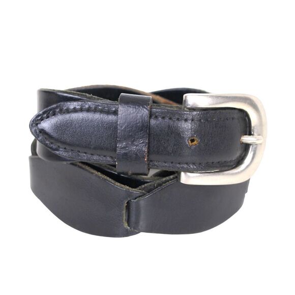 BRAIDED BLACK LEATHER 1.25"Wd DRESS CASUAL WOMEN'S BELT Sz S (A58 - Picture 2 of 11